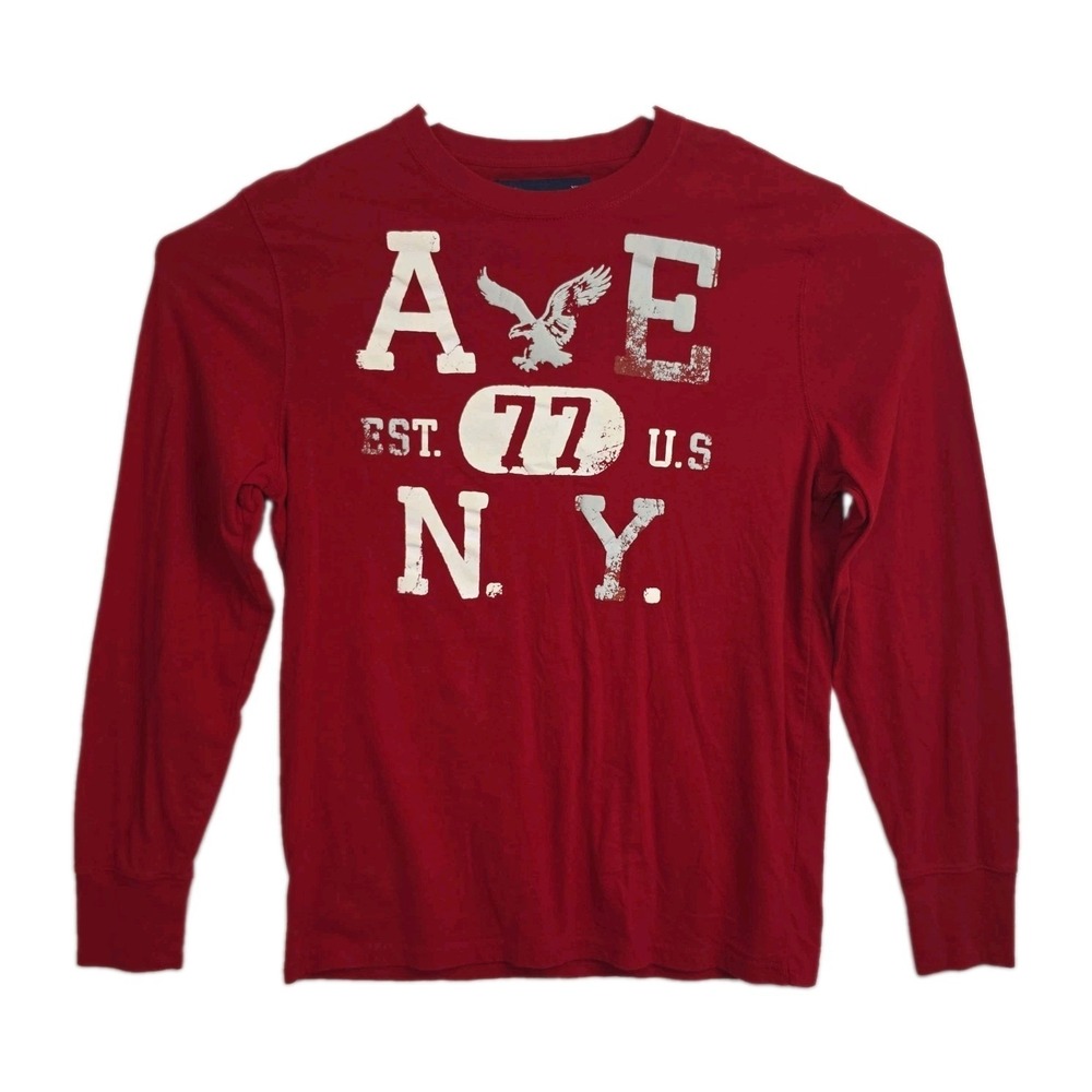 American Eagle Long-Sleeved T-Shirt Men's Size L Red Big Printed Logo